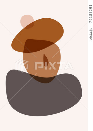 Boho herbs, human, bohemian silhouette vector illustration print, leaves, leaf poster, print. Abstraction, the design is minimalism. 79185291