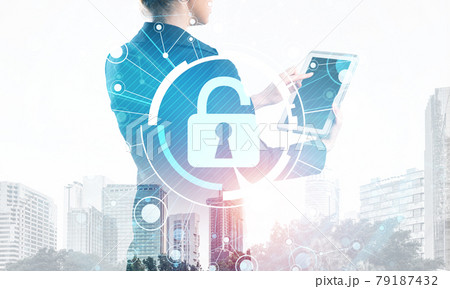 Young businesswoman with tablet computer Young businesswoman with tablet computer 79187432