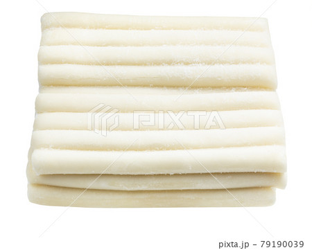 block of raw frozen tteokbokki isolated 79190039