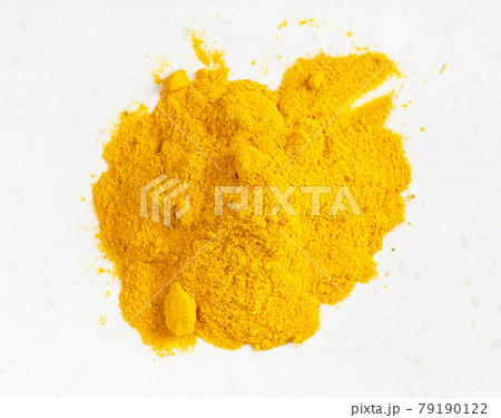 top view of pile of curcuma (turmeric) powder 79190122