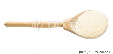 wood spoon with soft wheat manna groats isolated wood spoon with soft wheat manna groats isolated 79190224