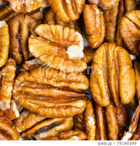 shelled pecan nuts close up shelled pecan nuts close up 79190399