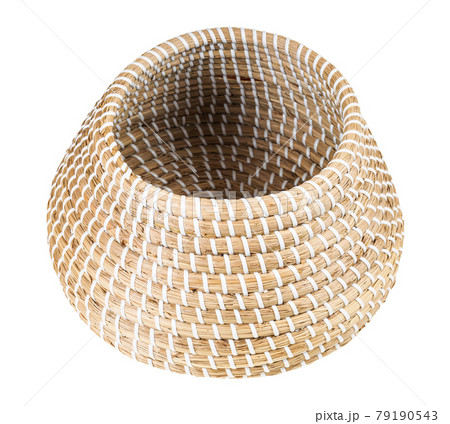 open empty moroccan wicker basket isolated 79190543