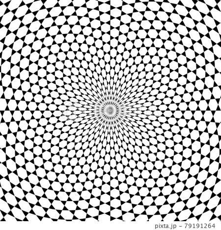 Star of David pattern spiral background. White hexagons surrounded by black triangles, developed in a spiral from the center outwards. A trihexagonal tiling, similar to Japanese Kagome lattice. Vector Star of David pattern spiral background. White hexagons surrounded by black triangles, developed in a spiral from the center outwards. A trihexagonal tiling, similar to Japanese Kagome lattice. Vector 79191264