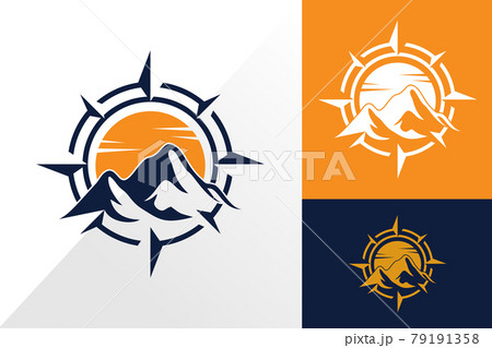 Mountain Compass Adventure Logo Design Brand のイラスト素材