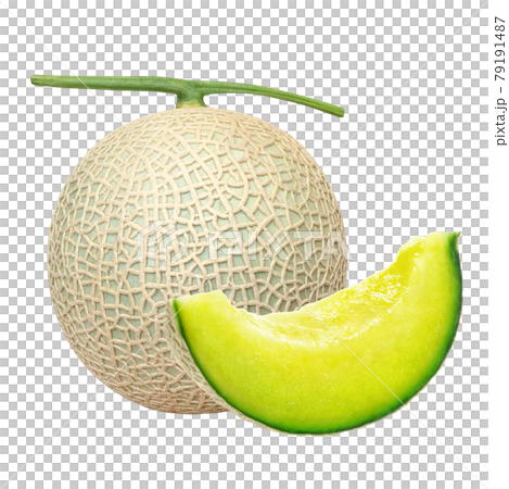 Melon Illustration Real Cut Blue Set No Shadow 79191487