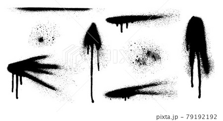 Set of graffiti spray banner. Vector spray paint shapes with smudges 79192192