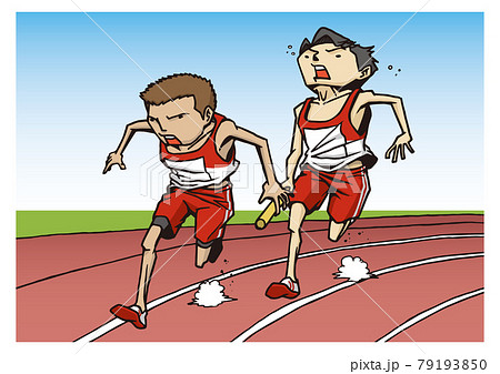 陸上 リレー 男子のイラスト素材