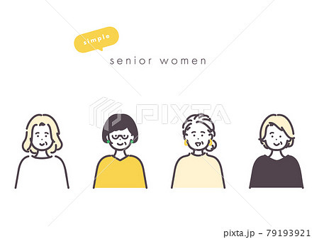 4人のシニア女性のアイコンイラスト 4人のシニア女性のアイコンイラスト 79193921