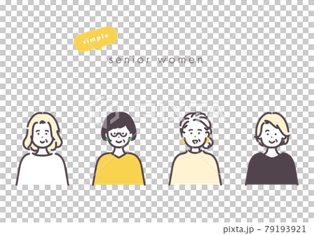4人のシニア女性のアイコンイラスト 4人のシニア女性のアイコンイラスト 79193921