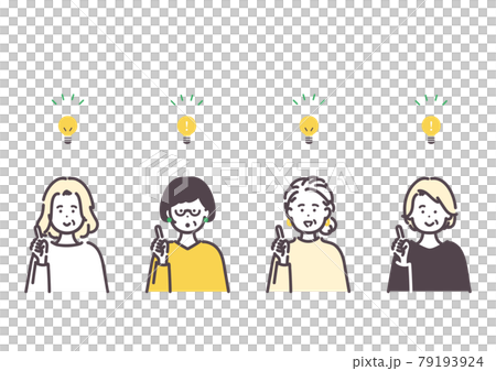 一位有好主意的資深女性的圖標插圖 79193924