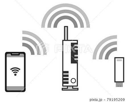 感度の良いWIFIでインターネットにアクセスするイラスト 感度の良いWIFIでインターネットにアクセスするイラスト 79195209