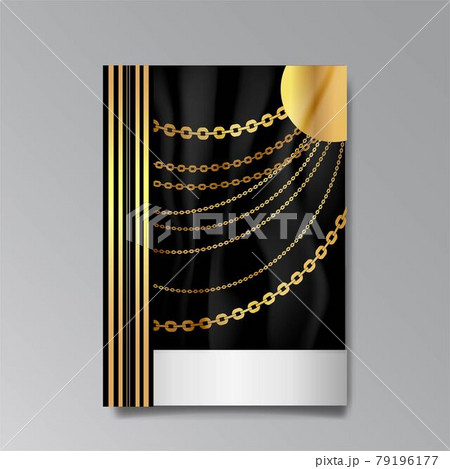 Art Deco template golden black, A4 page, menu, card, modern invitation, Moon stars and city lights in a Art Deco 79196177