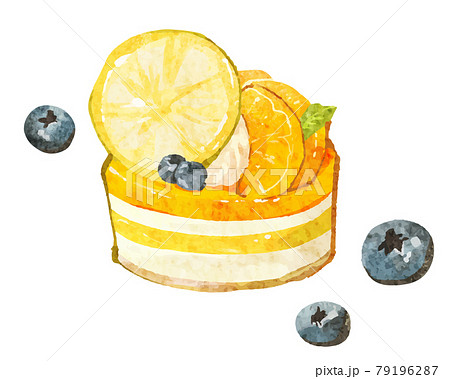 レモンチーズケーキのイラスト素材