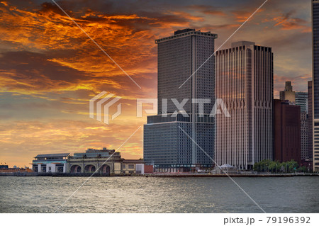 Whitehall Ferry Terminal Docks on the way from Staten Island NY NJ USA 79196392