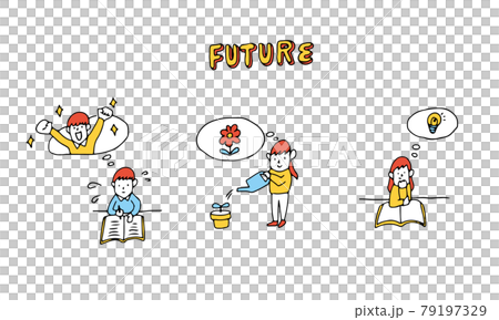 将来の姿をイメージしながら日々努力する人のイラスト 将来の姿をイメージしながら日々努力する人のイラスト 79197329