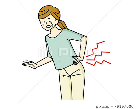 腰を痛めた女性のイラスト素材