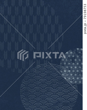 和風の模様を配した紺色の背景 和風の模様を配した紺色の背景 79198753