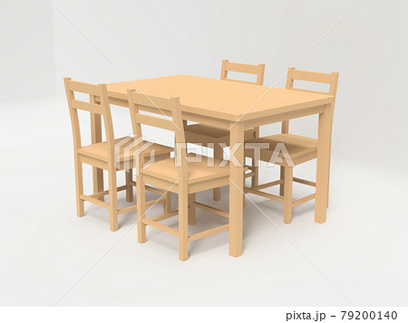 4人掛けダイニングテーブルセットのイラスト素材