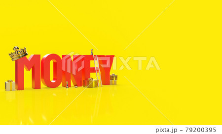 money red text  on yellow background for business content 3d rendering. 79200395