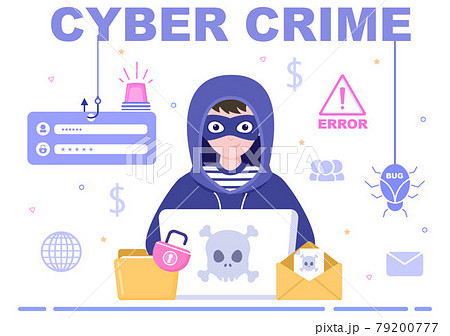 Cyber Crime Illustration Phishing Stealing Digital Data, Device System, Password, and Bank Document From the Computer 79200777