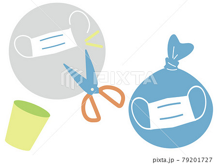 マスクの捨て方　イラスト素材 79201727