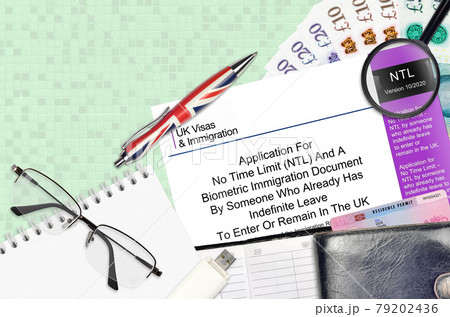 English form NTL Application for No time limit and a biometrical immigration document by someone who already has indefinite leave to enter or remain in the UK 79202436