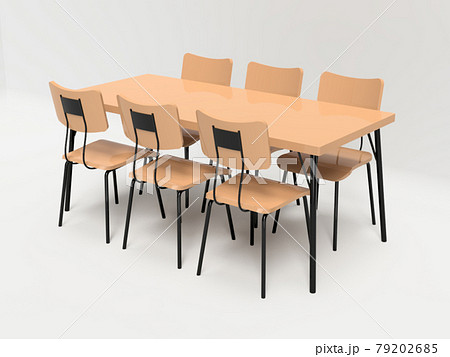 6人掛けダイニングテーブルセットのイラスト素材