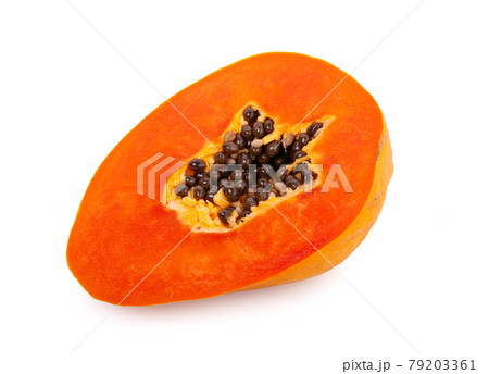 Slice ripe papaya isolated on the white background 79203361