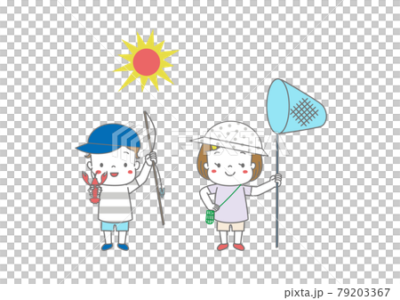 Crayfish fishing and insect catching children and the sun Crayfish fishing and insect catching children and the sun 79203367