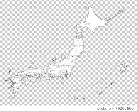 白地図-日本全土-県庁所在地入り 79203606