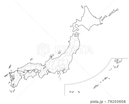 白地図-日本全土-県境線入り