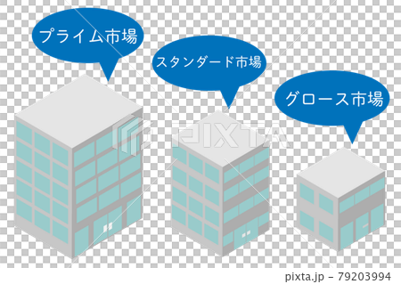 アイソメトリックな建物とプライム市場とスタンダード市場とグロース市場 79203994