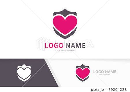 Heart security logo combination. Love and shield logotype design template. 79204228