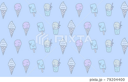4種のアイスクリーム 青 背景 壁紙のイラスト素材