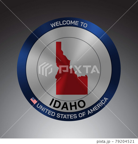 The Sign Shield style United states of America with message, Idaho and Red map on Grey Background vector art image illustration. 79204521