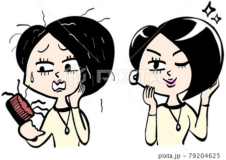 抜け毛と薄毛と白髪に悩む女性 抜け毛と薄毛と白髪に悩む女性 79204625