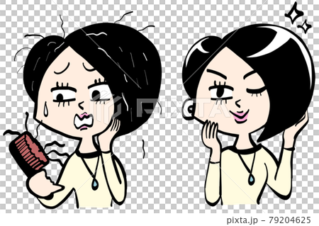 抜け毛と薄毛と白髪に悩む女性 抜け毛と薄毛と白髪に悩む女性 79204625