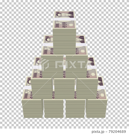 経済のイラスト素材 山型に積み上げられた札束 漫画風一万円札 一億円 1 3 のイラスト素材 7946