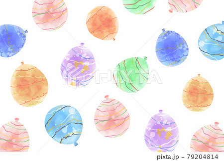 涼しい夏祭りのヨーヨー淡い水風船の手描き水彩イメージのイラスト素材