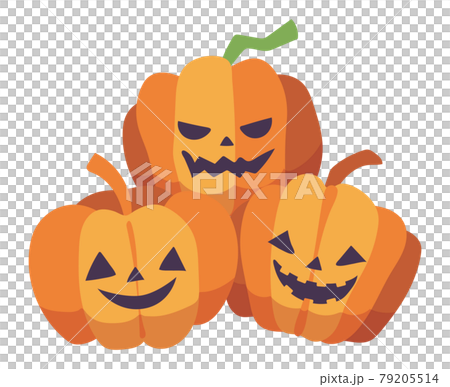 ハロウィンのかぼちゃ3つのイラストのイラスト素材