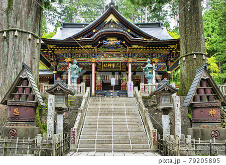 秩父市三峰　三峯神社　拝殿と神木 79205895