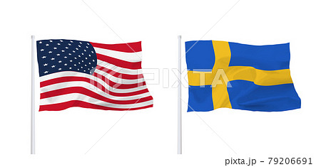 アメリカとスウェーデンの国旗 アメリカとスウェーデンの国旗 79206691