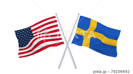 アメリカとスウェーデンの国旗 アメリカとスウェーデンの国旗 79206692