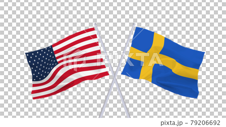 アメリカとスウェーデンの国旗 アメリカとスウェーデンの国旗 79206692