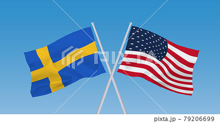 アメリカとスウェーデンの国旗