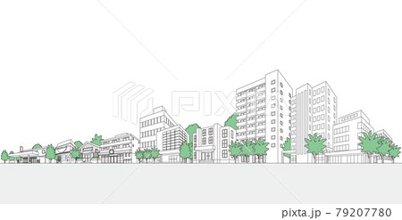 街並みのベクターイラスト 線画イラスト のイラスト素材 街並みのベクターイラスト 線画イラスト のイラスト素材