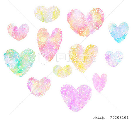 ハートイラスト 水彩タッチのイラスト素材