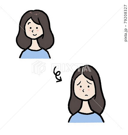 薄毛に悩む女性のイラストのイラスト素材 7927