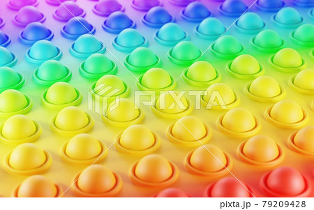 Bubble colorful geometric texture background. Anti-stress toy pop it. Simple dimple push sensory fidget, point fingers in circle for fine motor skills of kids, stress relief balls, 3d illustration Bubble colorful geometric texture background. Anti-stress toy pop it. Simple dimple push sensory fidget, point fingers in circle for fine motor skills of kids, stress relief balls, 3d illustration 79209428